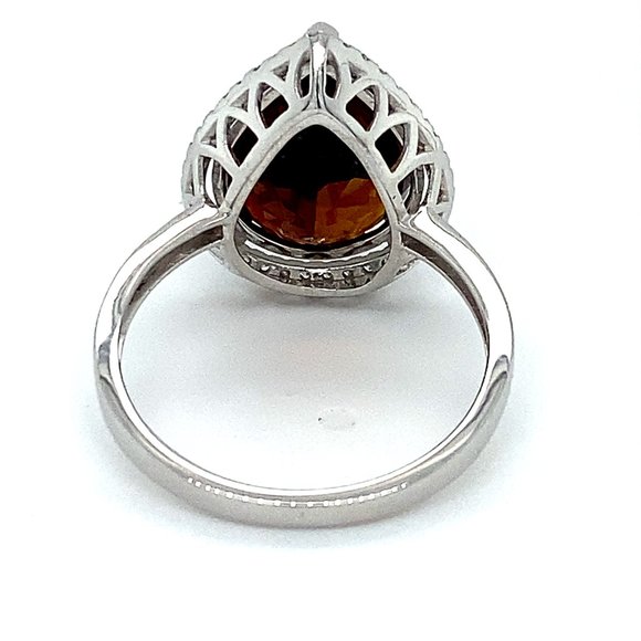Certified Orange Tourmaline 6.24ct Diamond Ring - Picture 5 of 10
